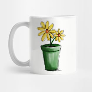 Yellow Potted Flowers Mug